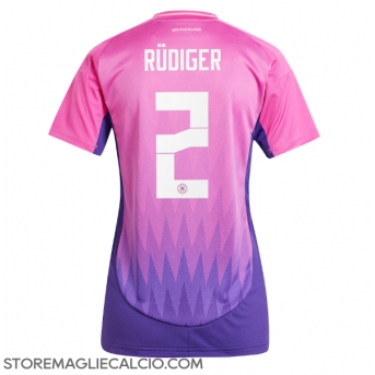 Germania Antonio Rudiger #2 Maglia Gara Trasferta Repliche Europei 2024 Donna